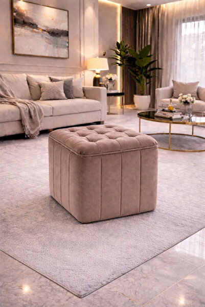 Tasarım Kapitoneli dilimli “Modern Kare Puf | Ayak Dinlendirme Taburesi | Dek...