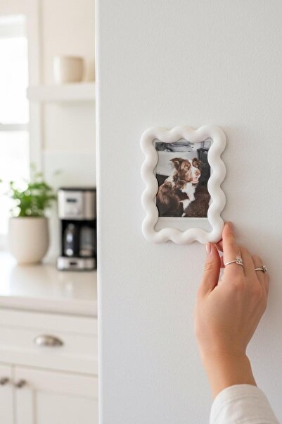 Bihome Ev Dekor & Hediyelik Fotoğraf Çerçevesi 2'li Magnet – 3D Baskı Dalgalı...