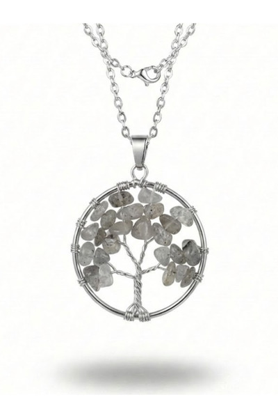Leerybee قلادة نسائية من الحجر الطبيعي على شكل شجرة الحياة