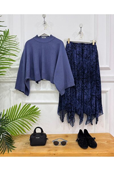 onix İzinaz Dual Combination Blue Sweater, Blue Skirt