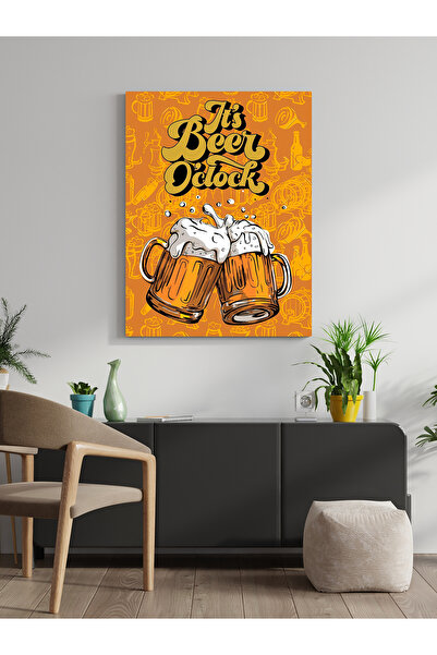 visdora Tablou pe pânză cu ceas cu bere, decor pentru casă, birou, bucătărie,...