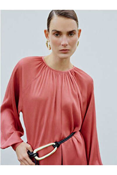 LC Waikiki Modanova Season Red Crew Neck Textured Women's Tunic