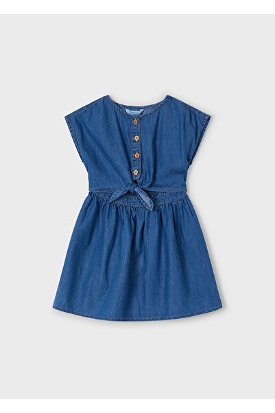 MAYORAL Дънки рокля с връзки отпред за момичета_mnvs3931