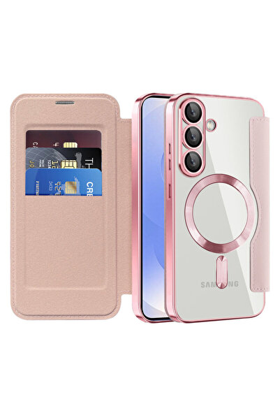 Techsuit Husă tip carte SmartMag pentru Samsung Galaxy S25, roz