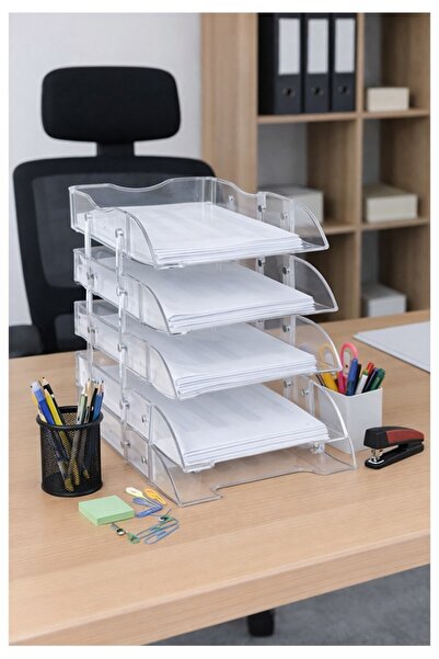 Artlantis Evrak Rafı 5 li Şeffaf Masaüstü 1 Paket Plastik Evrak Rafı Masa Üst...