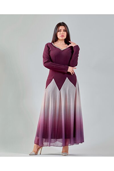 Opera Fashion Long Crepe dress adorned with crystals