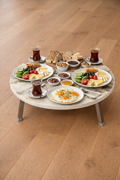 çizgi design 70 cm çap mermer desen katlana bilir Yer sofrası-oyun masası-ham...