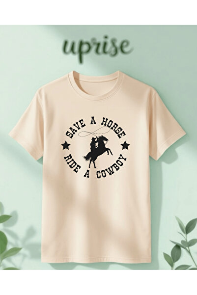 Vordevia Save a Horse Ride a Cowboy Printed Cotton Oversize T-Shirt