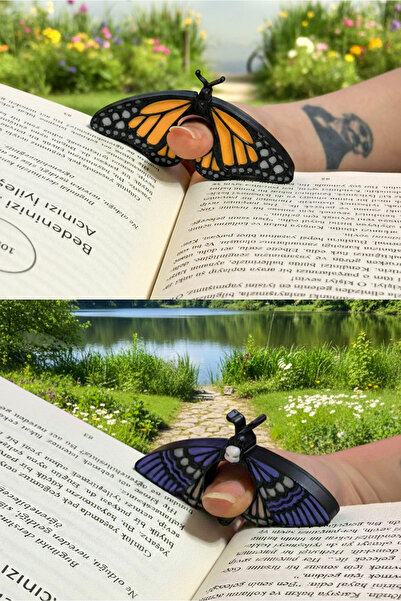 Nycruin3D 🦋 Kelebek & Güve Kitap Okuma Yüzüğü Seti (2’li Set) - Sayfa Tutucu...