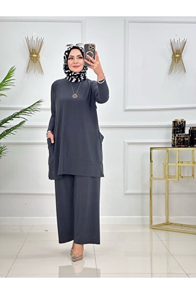 SELVENORA Almina Sandy Fabric Hijab Set Tunic Pants Two-Piece Set – Plus Size...