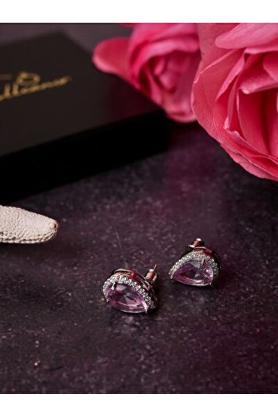 OEM Elegant earrings with pink zirconia