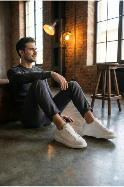 GÜR MODA AYAKKABI YÜKSEK KALİTE UZUN ÖMÜRLÜ ORTOPEDİK DİKİŞLİ DERİ KAYMAZ TABAN GÜNLÜK KLASİK SPOR AYAKKABI