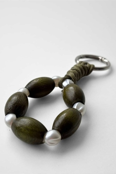 Yuka Atelier Handmade Charm and Keychain with Wooden & Pearl Details