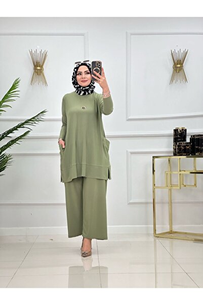 SELVENORA Almina Sandy Fabric Hijab Set Tunic Pants Two-Piece Set – Plus Size...