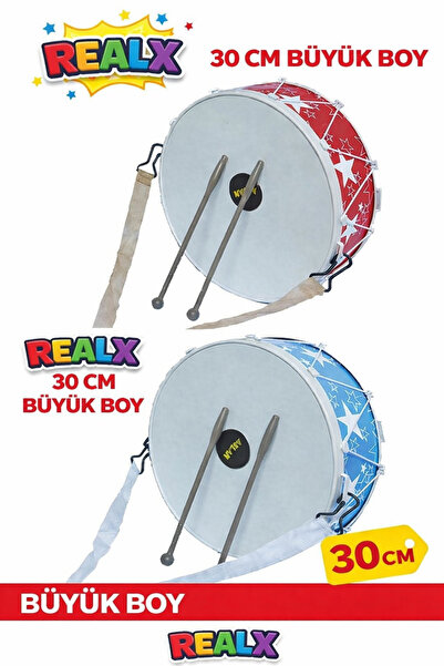 Realx Oyuncak Büyük Boy Davul Gösteri 23 Nisan Davulu Ramazan Davulu 2 Tokmak...