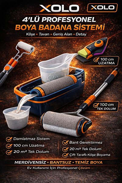 xolo Boya Badana Seti 4’lü Mega Set Köşe Boyama Kestirme Seti Hazneli Damlatm...