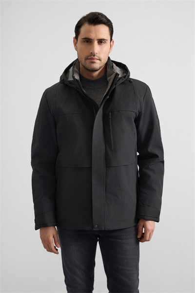 SÜVARİ Siyah Slim Cepsiz Mont