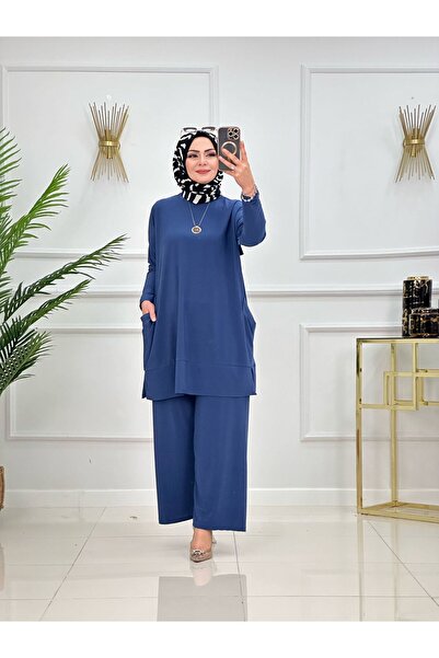 SELVENORA Almina Sandy Fabric Hijab Set Tunic Pants Two-Piece Set – Plus Size...
