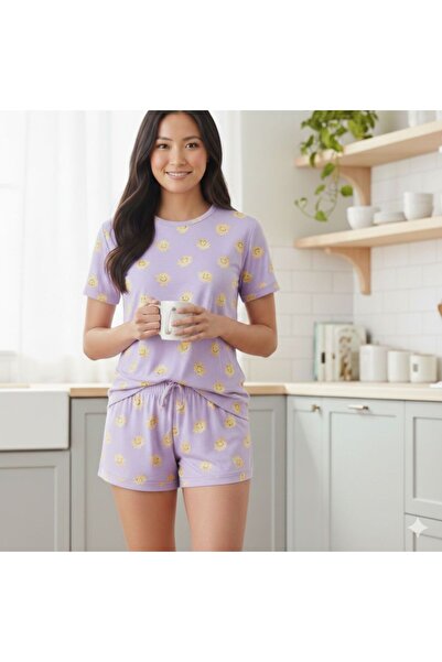 PEMBİŞ HOMEWEAR Σετ Κοντομάνικο Σορτς Smile Yellow