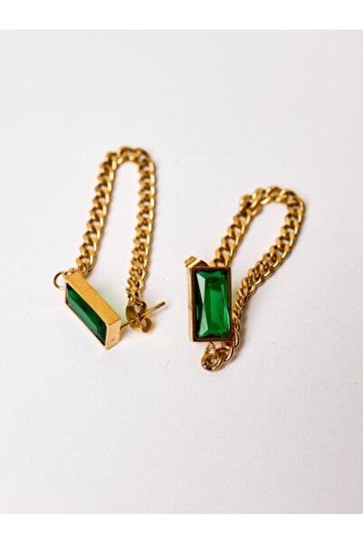 OEM 18K gold plated earrings with green zircons