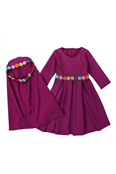 Generic Elegant Girls Islamic Dress with Matching Hijab (9 Months–5 Years)