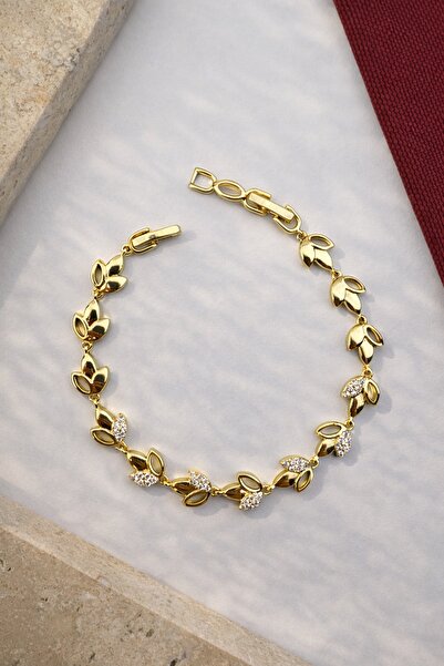 MEDJEWELRY Sıralı Lale 14K Vip Bileklik - Çelik I Sürpriz Küpe Hediye