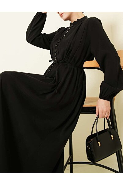 Burcia فستان مودال بأزرار أمامية وطيات