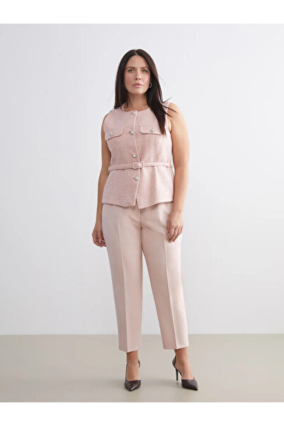 LC Waikiki Γυναικείο τουίντ γιλέκο με ροζ λαιμόκοψη