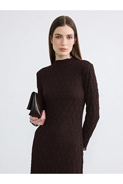 LC Waikiki Lcw Modest High Neck A-Line Lace Dress