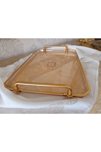 MEWAHOME Gold Şeffaf Çay Kahve Servis Sunum Tepsisi
