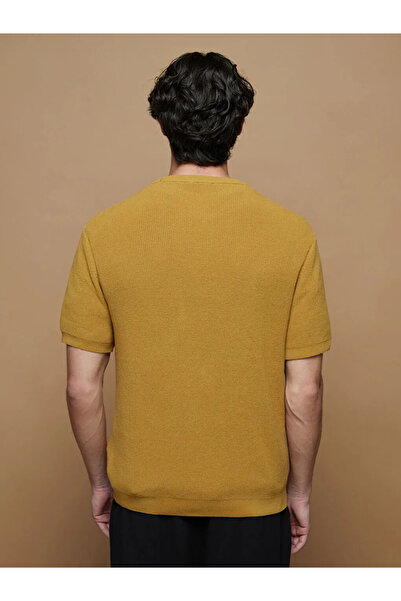 LC Waikiki Yellow Crew Neck Short Sleeve Men's Knitwear Sweater