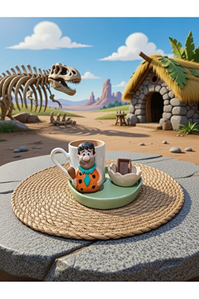 RivelCandle Stone Age Fred Flintstone Turkish Coffee Set for 1 Person