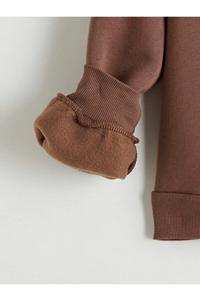 LC Waikiki Brown Printed Girls' Thick Sweatshirt