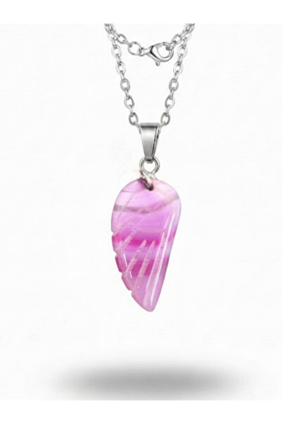 Leerybee Angel Wing Design Natural Stone Necklace - Stylish Steel Chain Gift