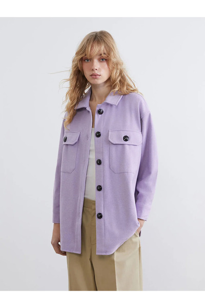 LC Waikiki Lilac Oversize Women's Shirt Jacket
