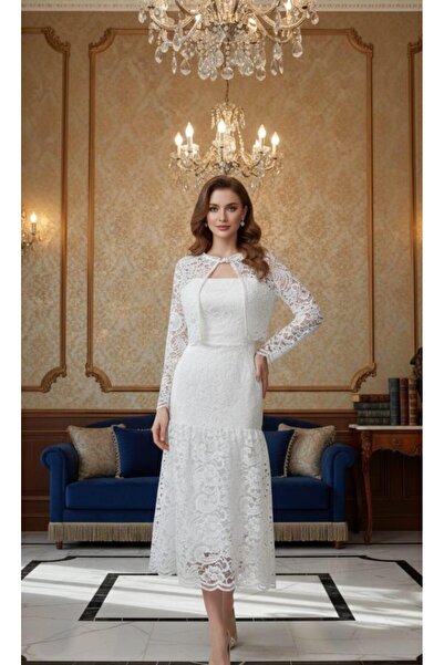 NASMA White Lace dress with a royal, feminine style