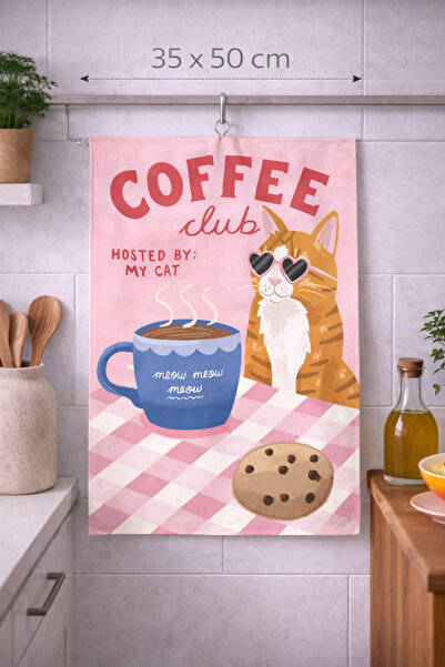 Piloji Cat Design Kitchen Towel 35X50 - Aesthetic Hand Towel with Cat Pattern