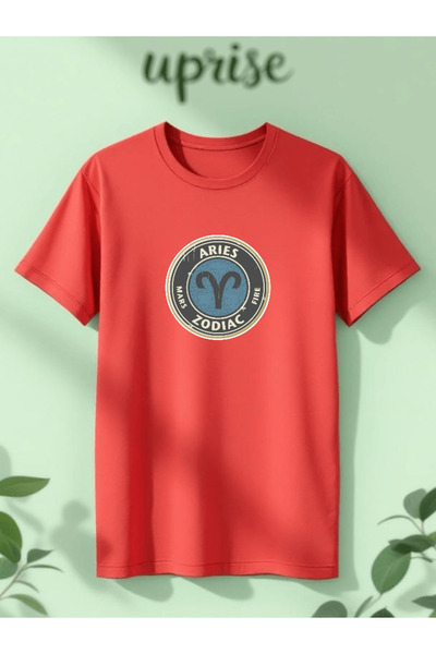 Vordevia Aries Zodiac Astrology Zodiac Printed Cotton Oversize T-Shirt