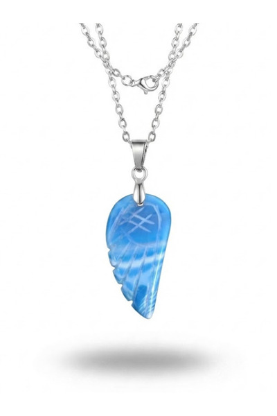 Leerybee Angel Wing Design Natural Stone Necklace - Stylish Steel Chain Gift