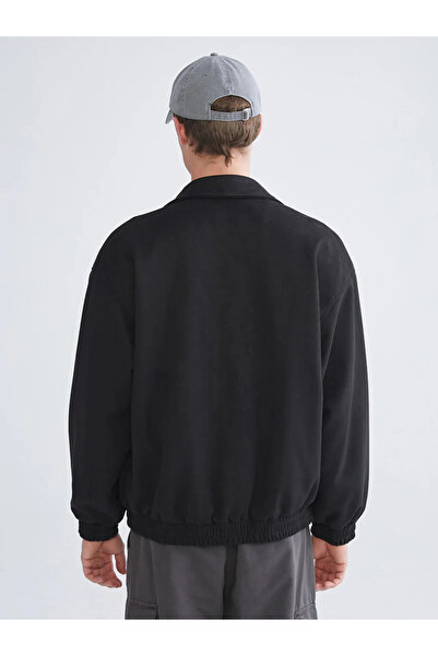 LC Waikiki Black Comfortable Fit Shirt Collar Suede Men's Coat