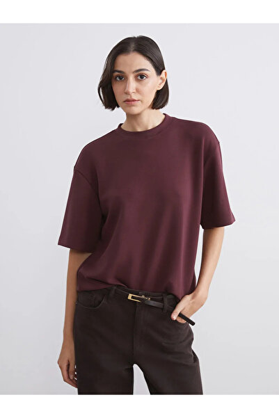 LC Waikiki Burgundy Crew Neck Women's T-Shirt