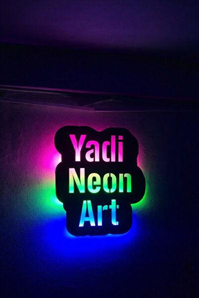 yadineonart Kişiye Özel RGB Işıklı Ahşap Tabela 50x50 cm – Kumandalı Arkadan ...