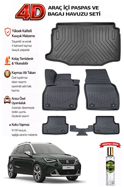 YEKCARS SEAT ARONA 2026 MODEL ARACA ÖZEL KOKUSUZ PASPAS TAKIMI + ALT BAGAJ HA...