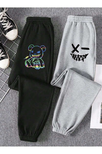 COHERENT Unisex Women/Men Emoji 2-Pack Colorful Combed Cotton Fabric Sweatpan...