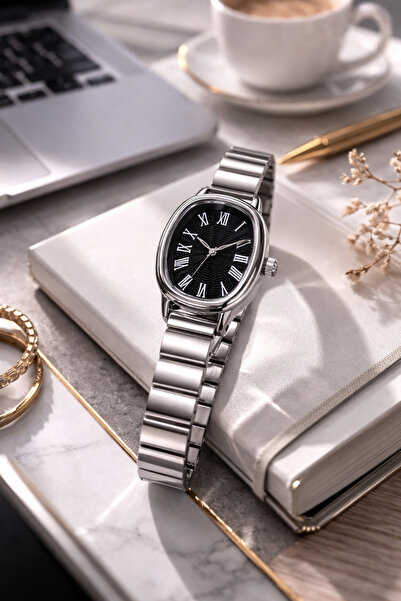 matheon Women's Silver Oval Case Metal Cord Wristwatch – Stylish Minimal Anal...