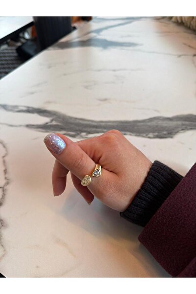 Cadera Jewelry Heart Detailed Adjustable Ring