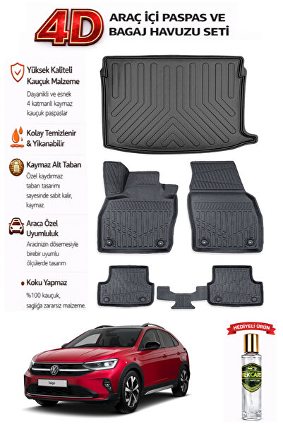 YEKCARS VOLKSWAGEN TAIGO 2026 MODEL ARACA ÖZEL KOKUSUZ PASPAS TAKIMI + ÜST BA...