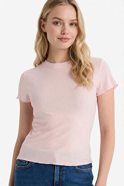 DeFacto Fitted Crew Neck Ribbed Camisole Short Sleeve T-Shirt K7064Az26Sp