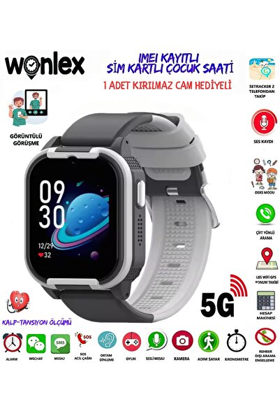 ROXİVA Wonlex Ultra Mini Sim Kartlı 5G Görüntülü Kameralı Akıllı Çocuk Saati ...