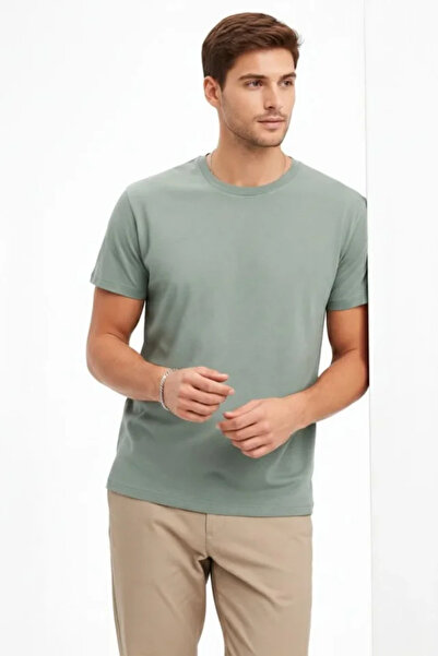 JANES Guler rotund cu guler rotund, croială regulată, tricou casual basic din...